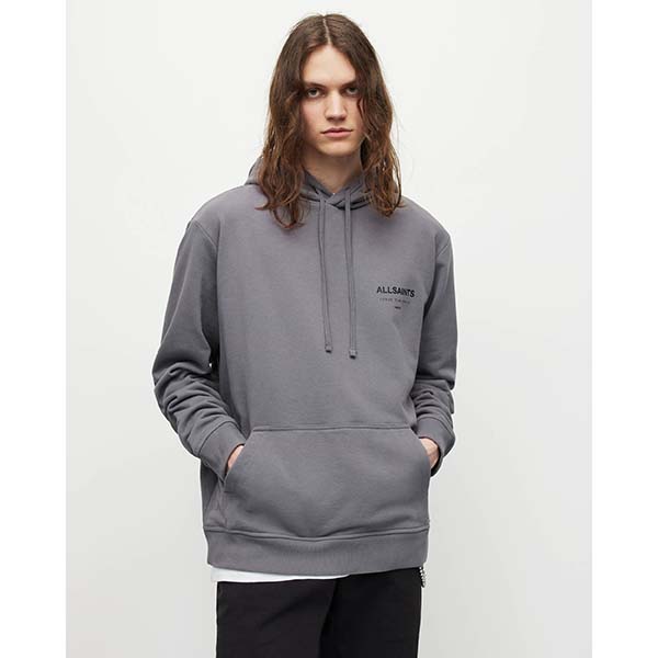 Allsaints Australia Mens Underground Oversized Pullover Hoodie Grey AU64-236